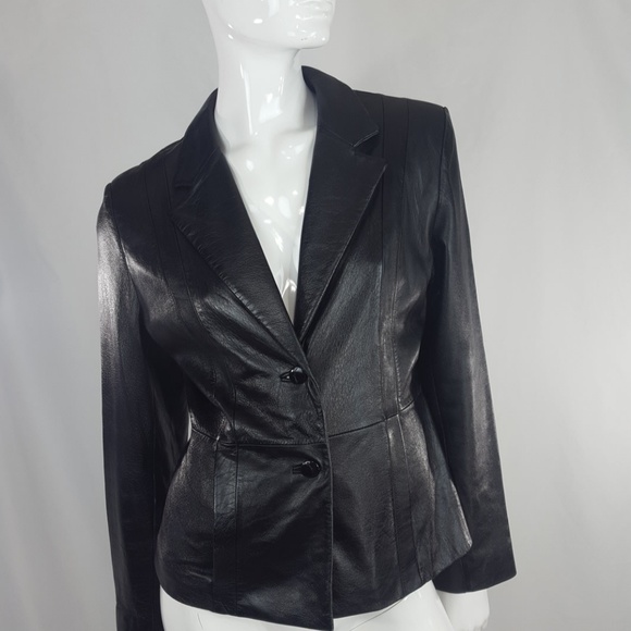 VENUS black leather jacket Small - Picture 2 of 8